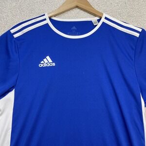 Adidas Soccer Jersey Mens M Blue White Aeroready Training Short Sleeve Shirt